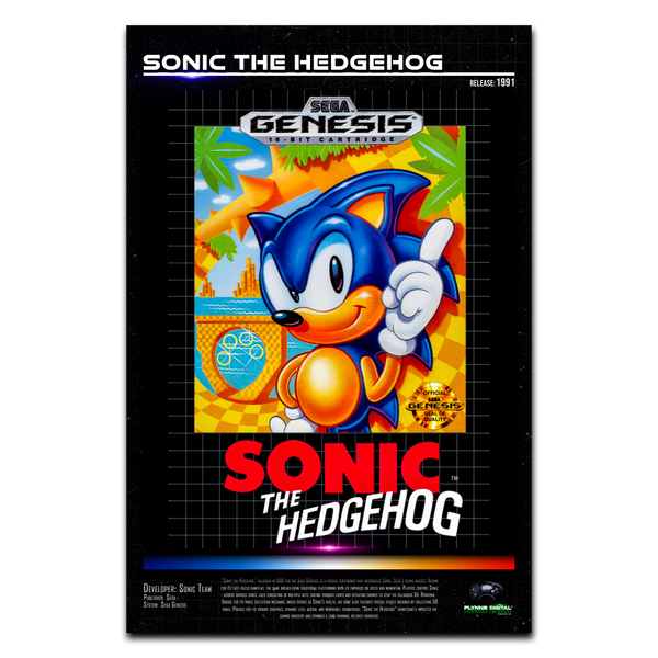 Sonic the Hedgehog SEGA Genesis Cover Art Gaming Poster - Retro Flynn