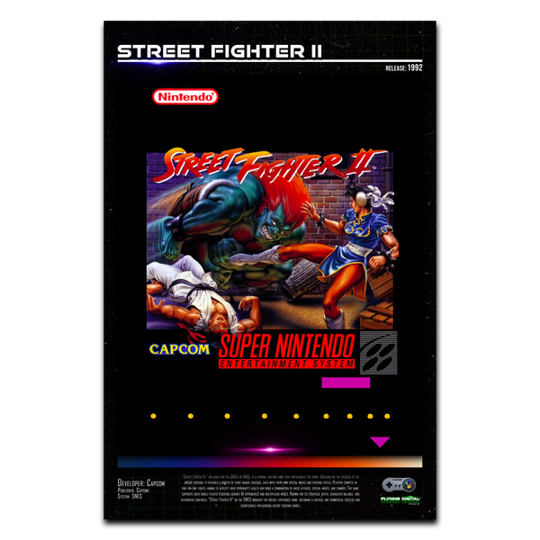 Street Fighter 2 SNES Gaming Cover Art Poster - Retro Flynn