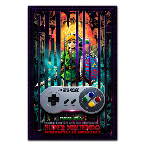 Legend of Zelda SNES Gaming Poster - Retro Flynn
