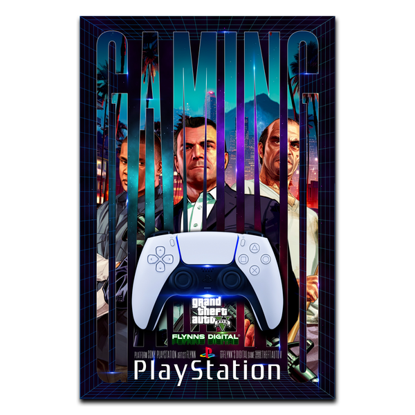 Grand Theft Auto V PlayStation 5 Gamer Poster - Retro Flynn
