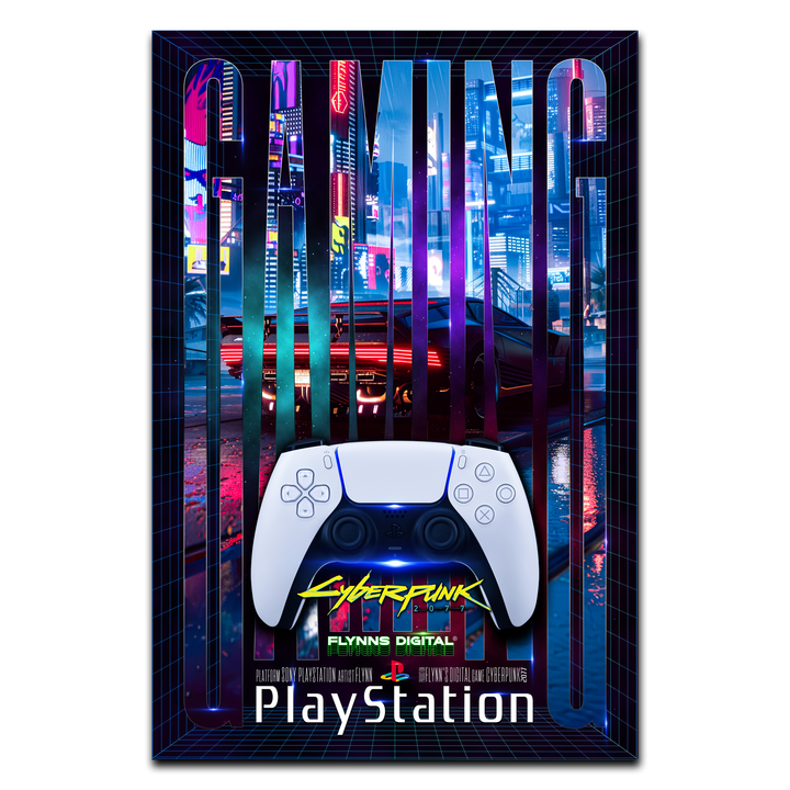 Cyberpunk 2077 PlayStation 5 Gamer Poster - Retro Flynn