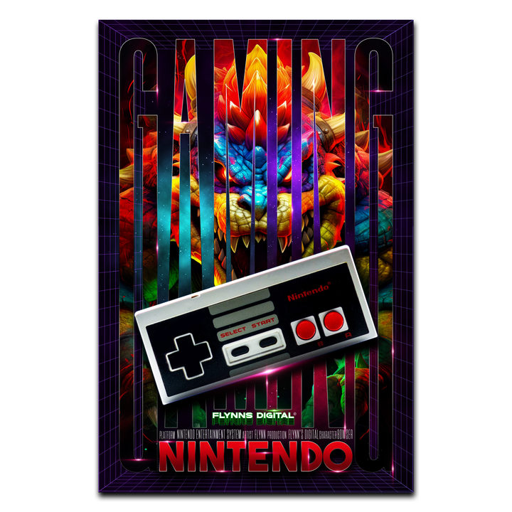 Bowser NES Gaming Poster - Retro Flynn
