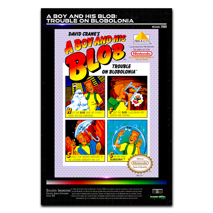 A Boy and His Blob NES Game Cover Art Poster - Retro Flynn