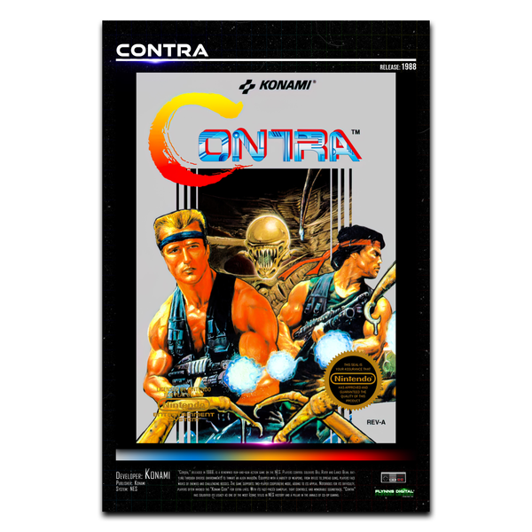 Contra NES Game Cover Art Poster - Retro Flynn