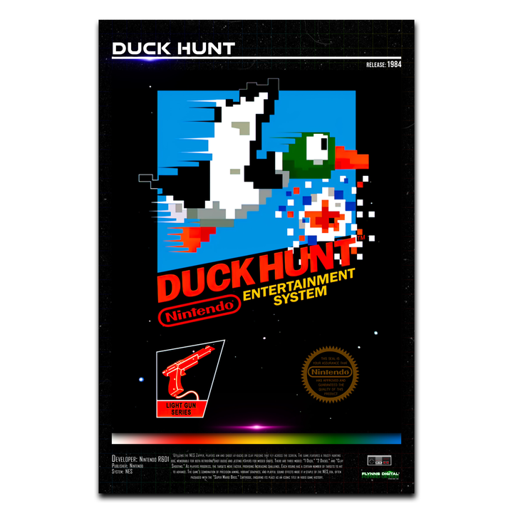 Duck Hunt NES Game Cover Art Poster - Retro Flynn