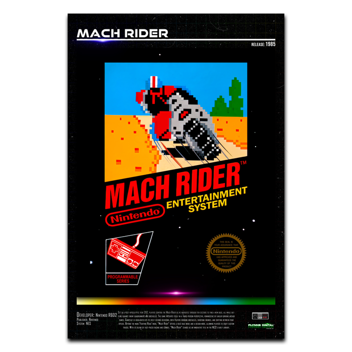 Mach Rider NES Game Cover Art Poster - Retro Flynn