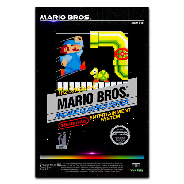 Mario Bros NES Game Cover Art Poster - Retro Flynn