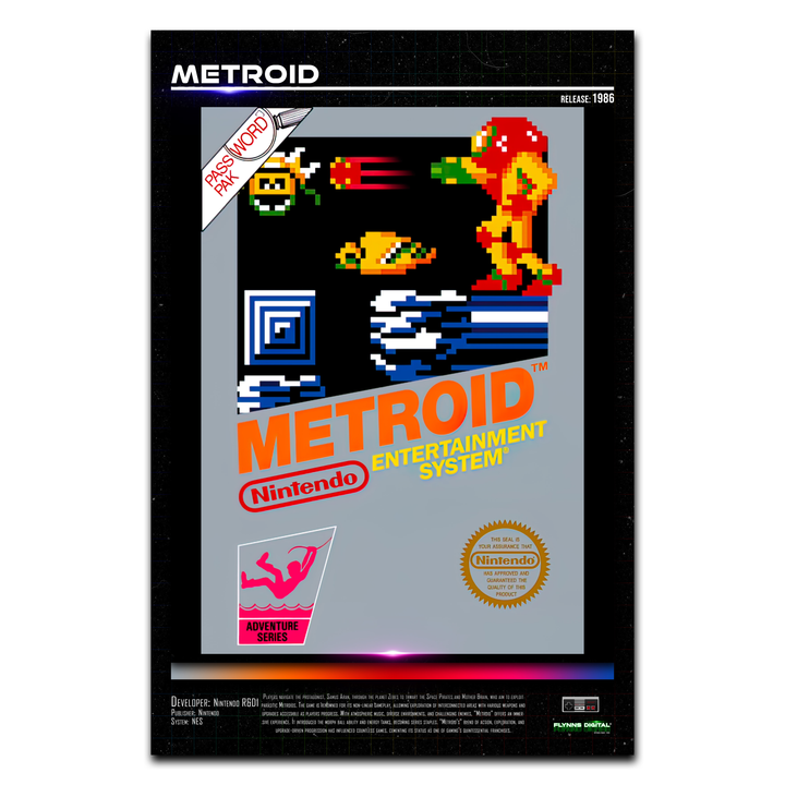 Metroid NES Game Cover Art Poster - Retro Flynn