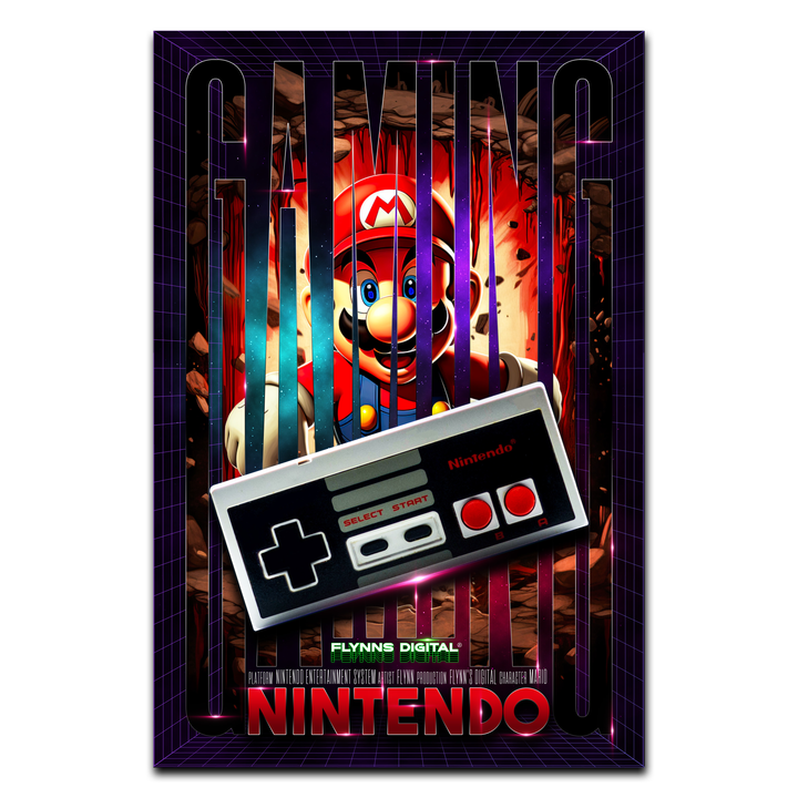 Mario NES Gaming Poster - Retro Flynn