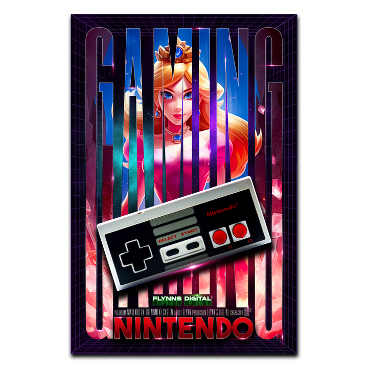 Princess Peach NES Gaming Poster - Retro Flynn