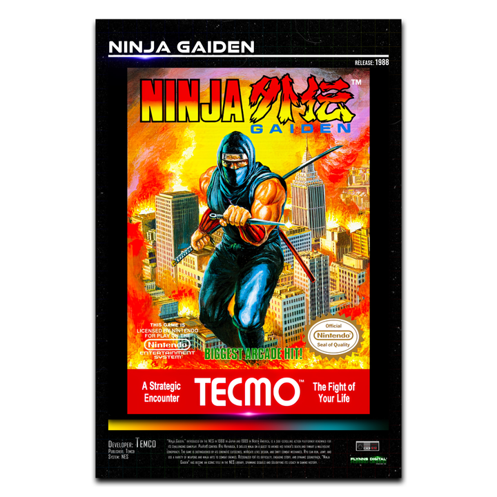 Ninja Gaiden NES Game Cover Art Poster - Retro Flynn
