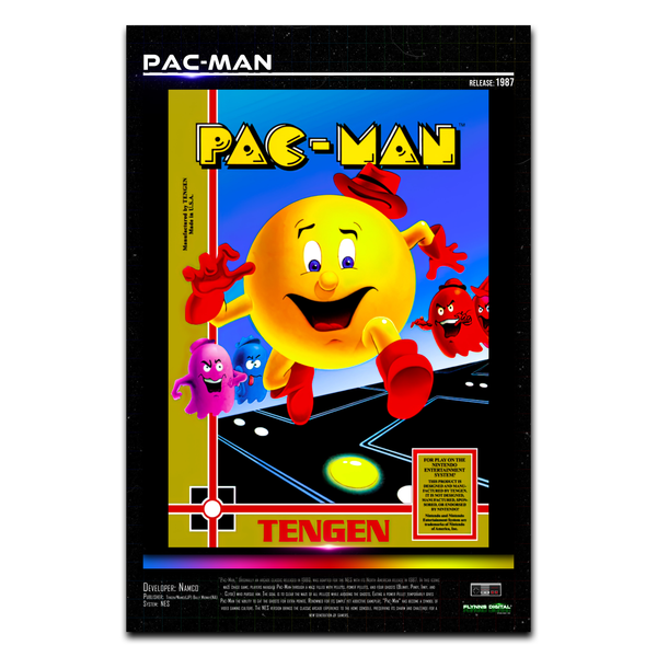 Pac-Man NES Game Cover Art Poster - Retro Flynn