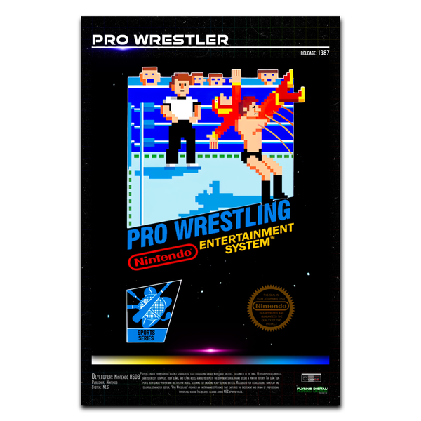 Pro Wrestling NES Game Cover Art Poster - Retro Flynn