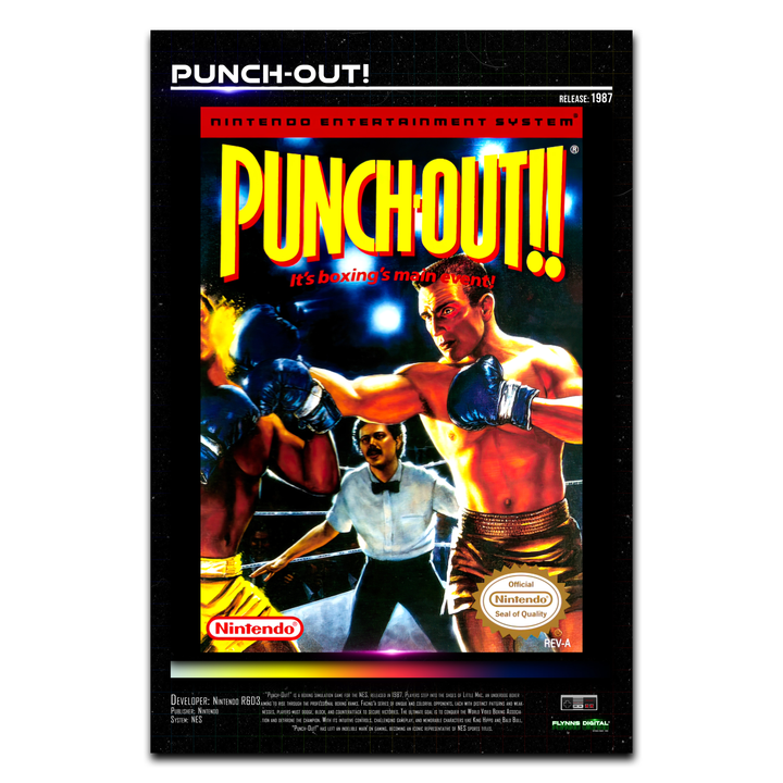Punch-Out NES Game Cover Art Poster - Retro Flynn