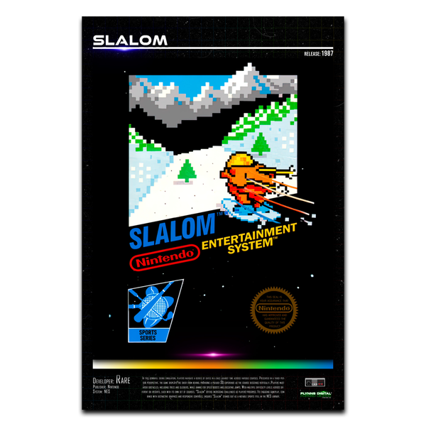 Slalom NES Game Cover Art Poster - Retro Flynn