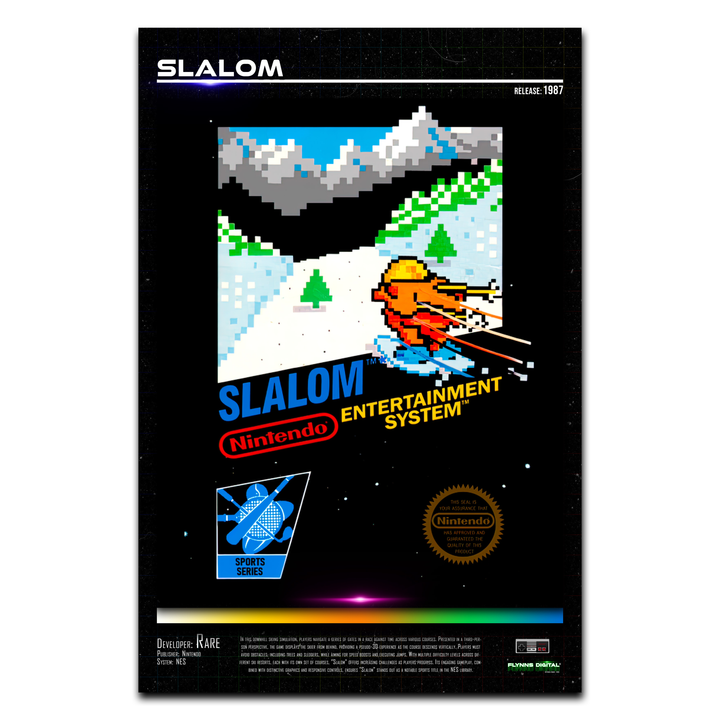 Slalom NES Game Cover Art Poster - Retro Flynn