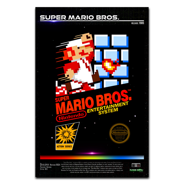 Super Mario Bros. NES Game Cover Art Poster - Retro Flynn
