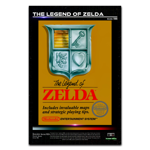 The Legend of Zelda NES Game Cover Art Poster - Retro Flynn