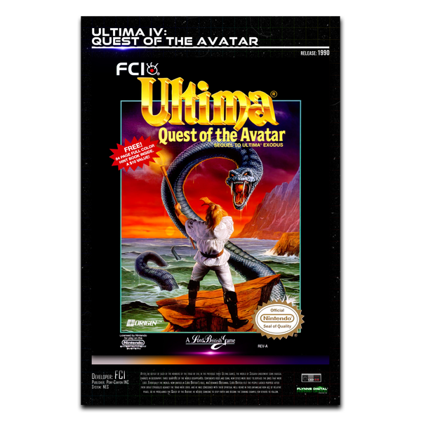 Ultima IV The Quest of the Avatar NES Game Cover Art Poster - Retro Flynn
