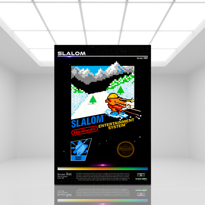 Slalom NES Game Cover Art Poster - Retro Flynn