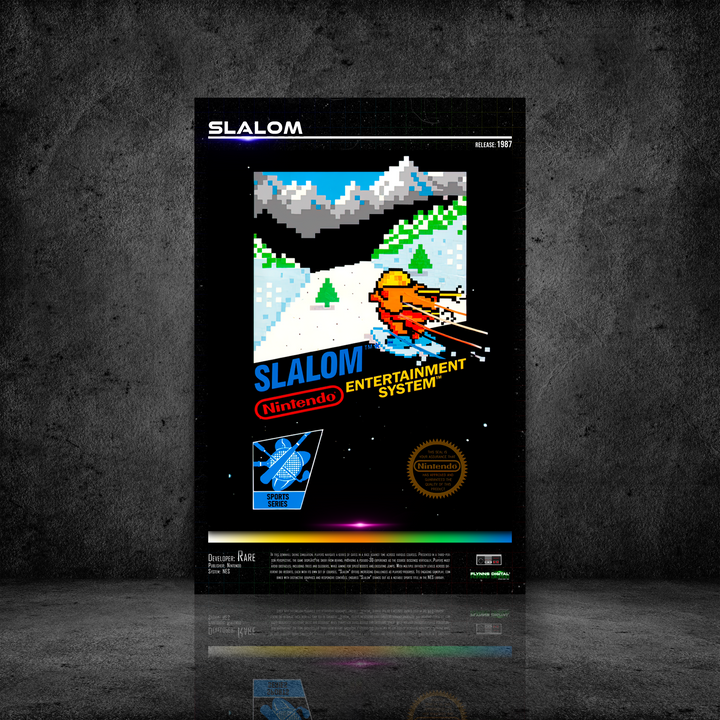 Slalom NES Game Cover Art Poster - Retro Flynn