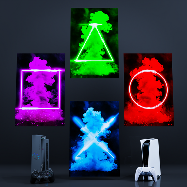PlayStation Neon Button Posters - Retro Flynn